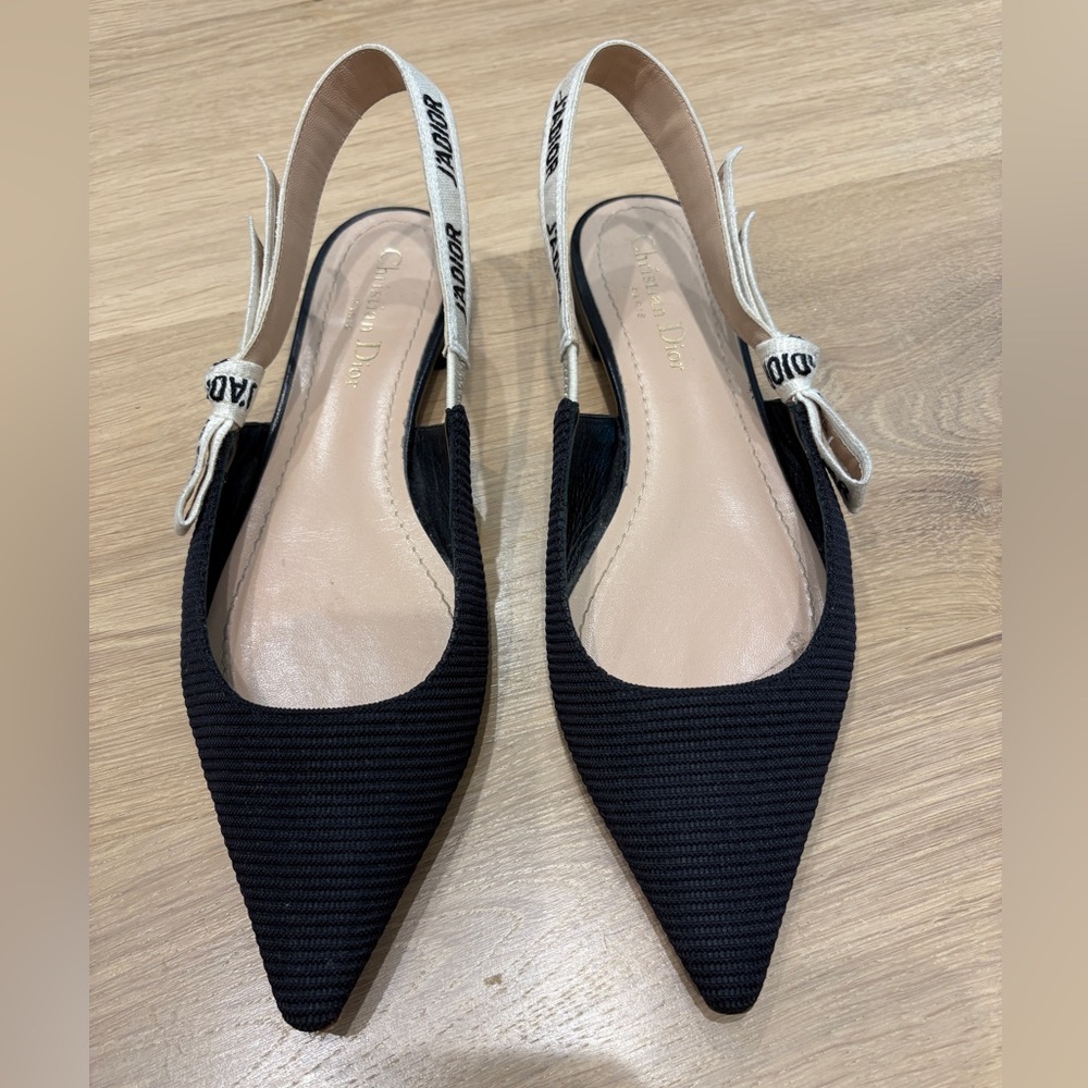 Dior J’Adior Black Slingback Flats